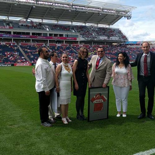 Dr Gilberto Munoz & Dr Teresa Cvengros at Chicago Fire Soccer Award Ceremony